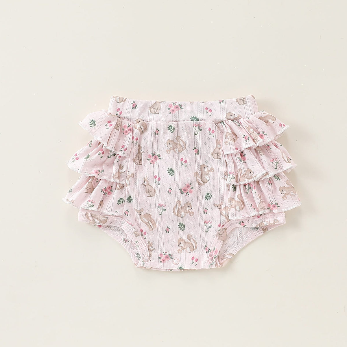 Sleeveless Animal Print Ruffle Separates アニマル フレンチスリーブTシャツ ショートパンツ ロンパース【mh0013587】 Pink Pants / 66cm Beitaoya ノースリーブロンパース