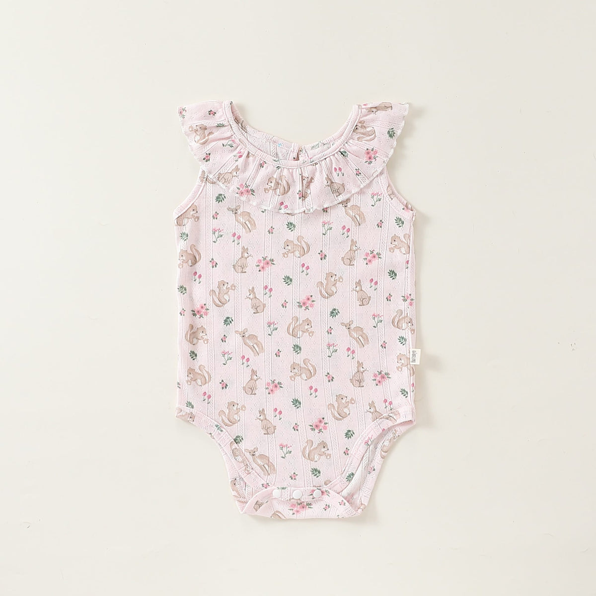 Sleeveless Animal Print Ruffle Separates アニマル フレンチスリーブTシャツ ショートパンツ ロンパース【mh0013587】 Pink Rompers / 66cm Beitaoya ノースリーブロンパース