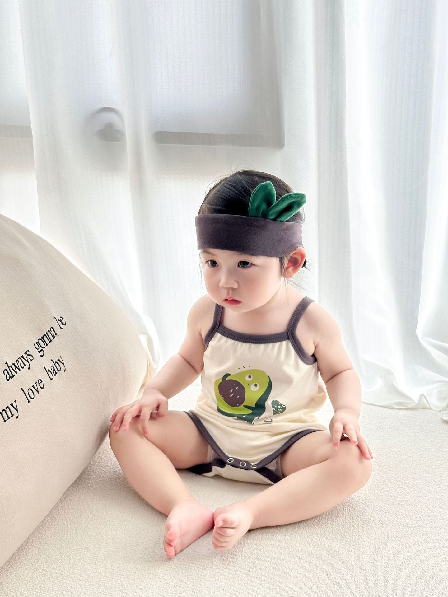 Sleeveless Avocado Cotton Cami Romper アボカド キャミソールロンパース【mh0013383】 TOMMY'S GIFTS ノースリーブロンパース