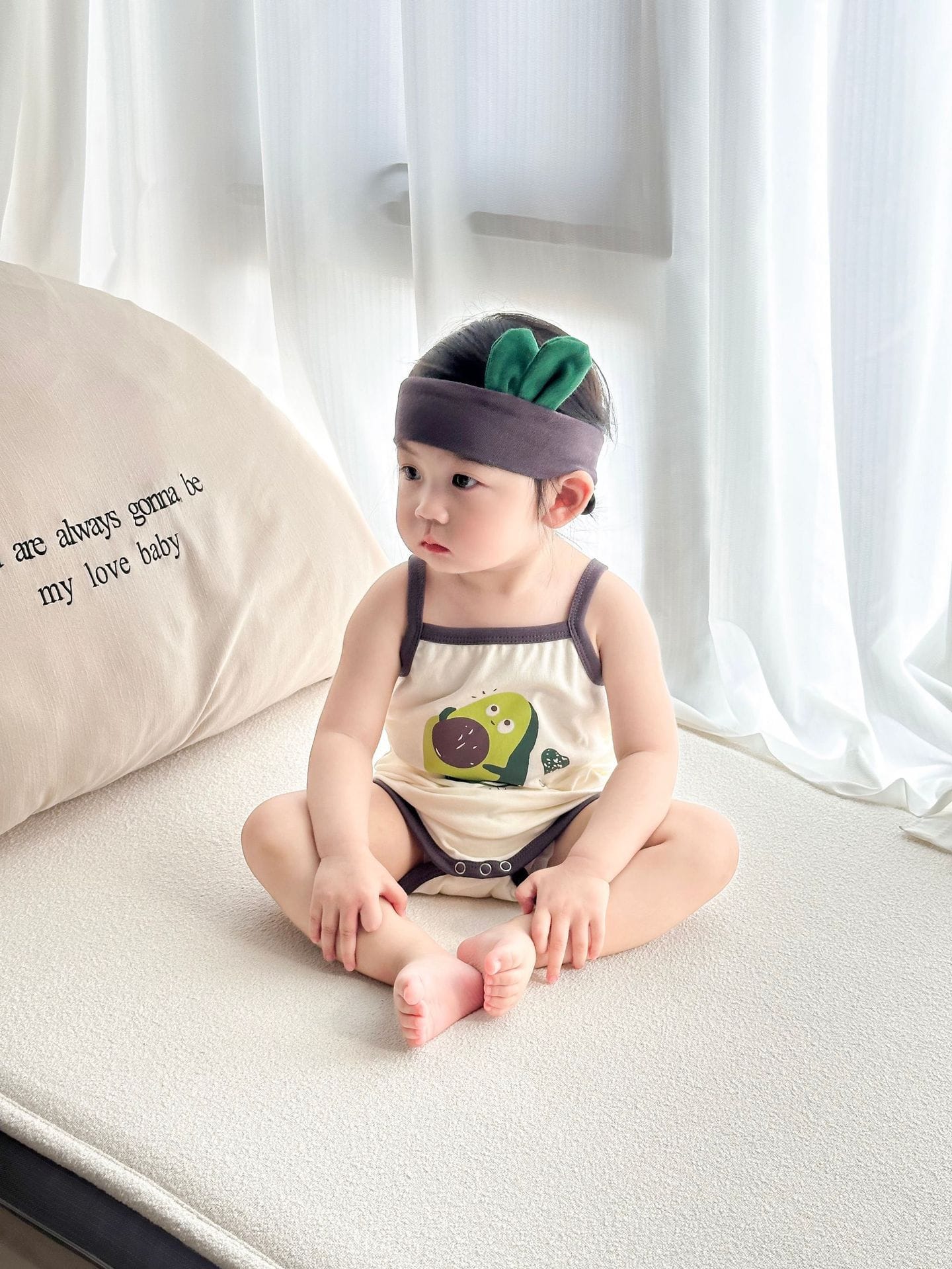 Sleeveless Avocado Cotton Cami Romper アボカド キャミソールロンパース【mh0013383】 TOMMY'S GIFTS ノースリーブロンパース