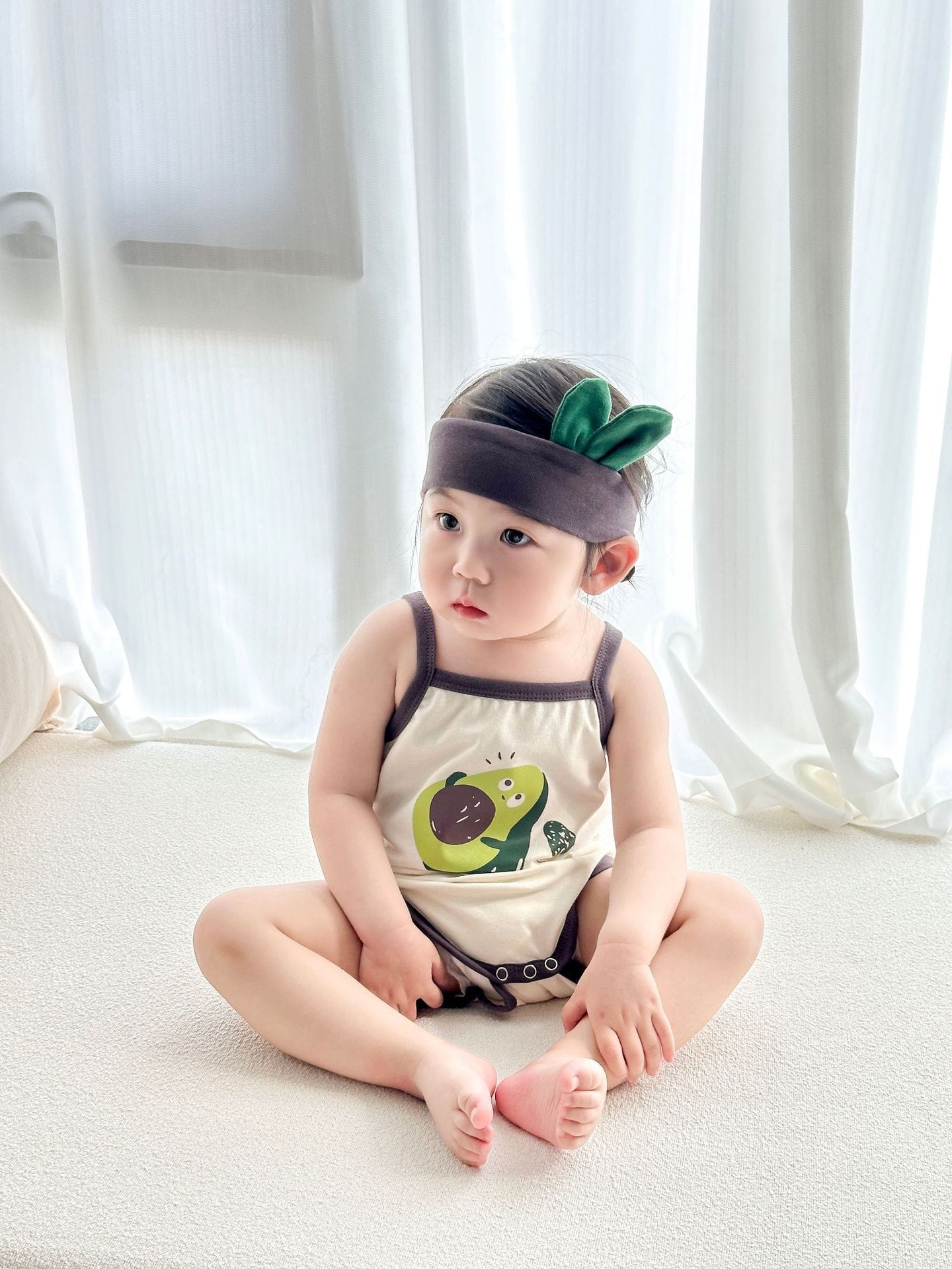 Sleeveless Avocado Cotton Cami Romper アボカド キャミソールロンパース【mh0013383】 TOMMY'S GIFTS ノースリーブロンパース