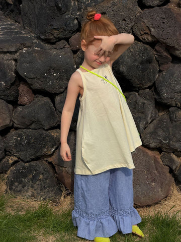 Sleeveless Back-Gathered Flared Vest Aライン ノースリーブチュニック【mh0013402】 Creamy White / 90cm Jianzidan タンクトップ・キャミソール・ノースリーブトップス