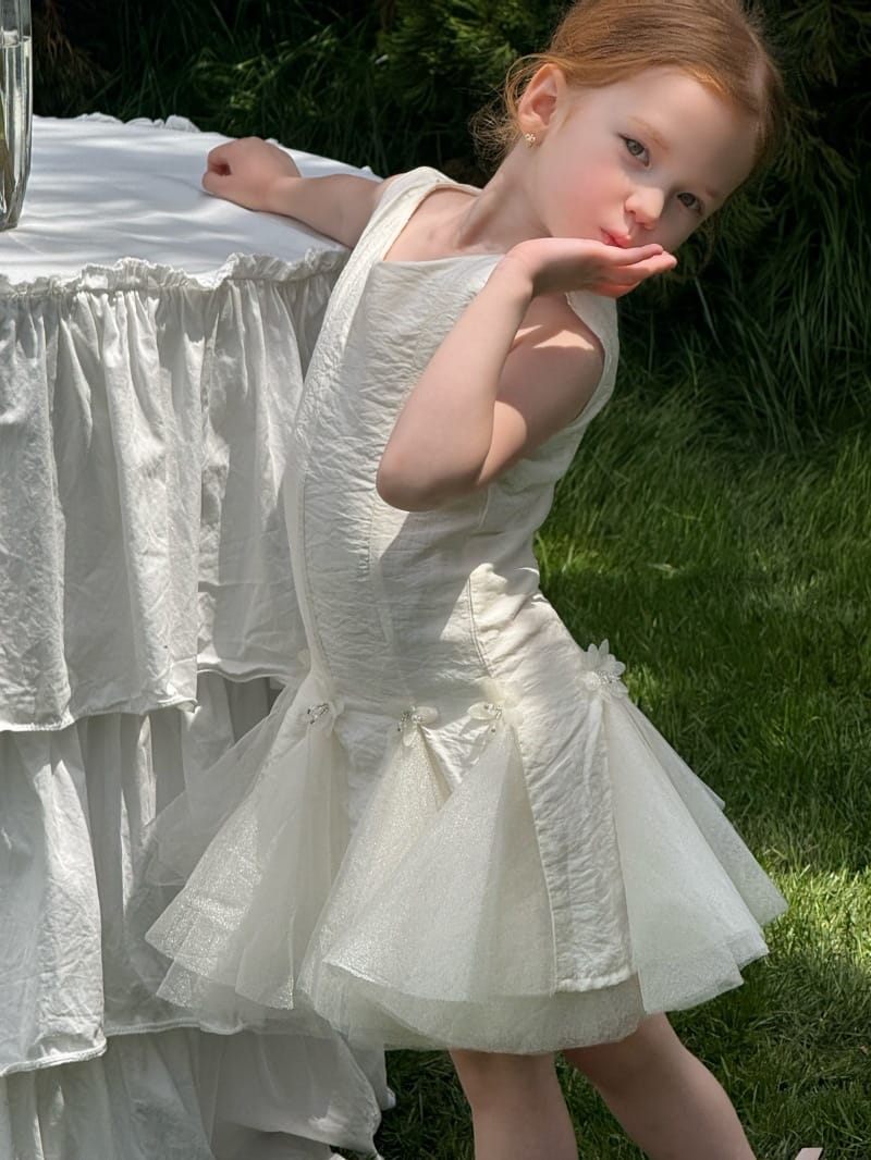 Sleeveless Beaded Floral Princess Dress チュール ノースリーブワンピース【mh0013238】 Chengle ノースリーブワンピース