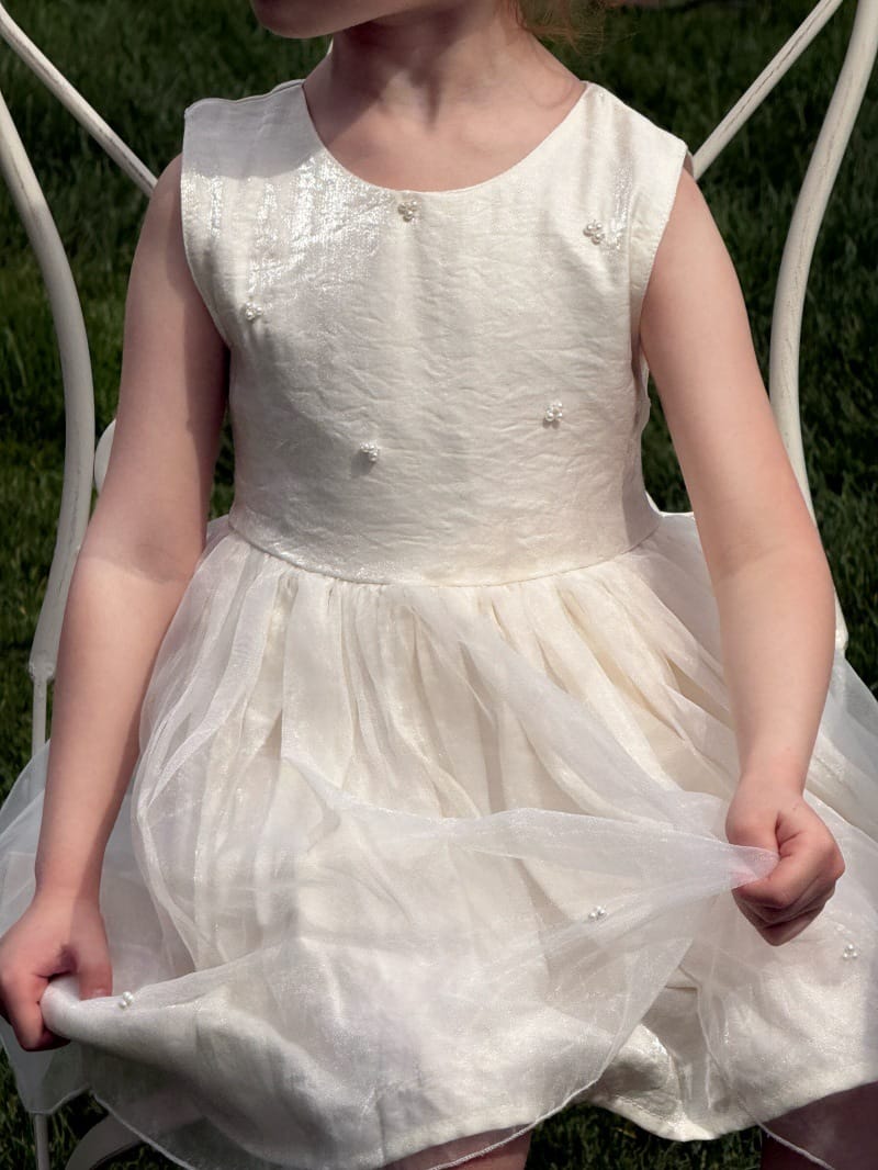 Sleeveless Beaded Princess Dress Satin Tulle チュール ノースリーブワンピース【mh0013234】 Chengle ノースリーブワンピース