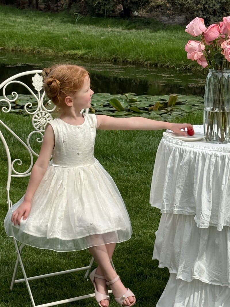 Sleeveless Beaded Princess Dress Satin Tulle チュール ノースリーブワンピース【mh0013234】 Chengle ノースリーブワンピース