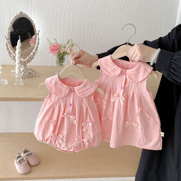Sleeveless Bow Collared Plisse Dress Romper 立体リボン ノースリーブロンパース ノースリーブワンピース【mh0013434】 angou ノースリーブロンパース