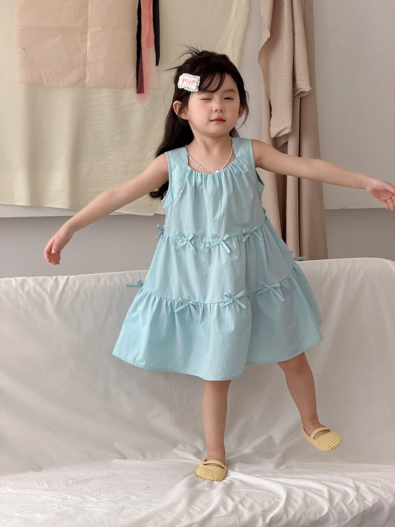 Sleeveless Bow Tiered Dress リボン ティアード ワンピース【mh0012747】 MaiTianJi ノースリーブワンピース