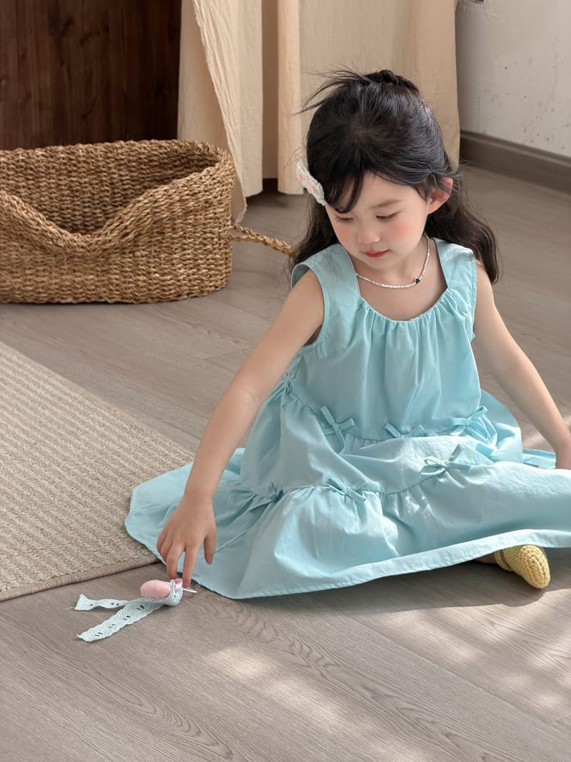 Sleeveless Bow Tiered Dress リボン ティアード ワンピース【mh0012747】 MaiTianJi ノースリーブワンピース