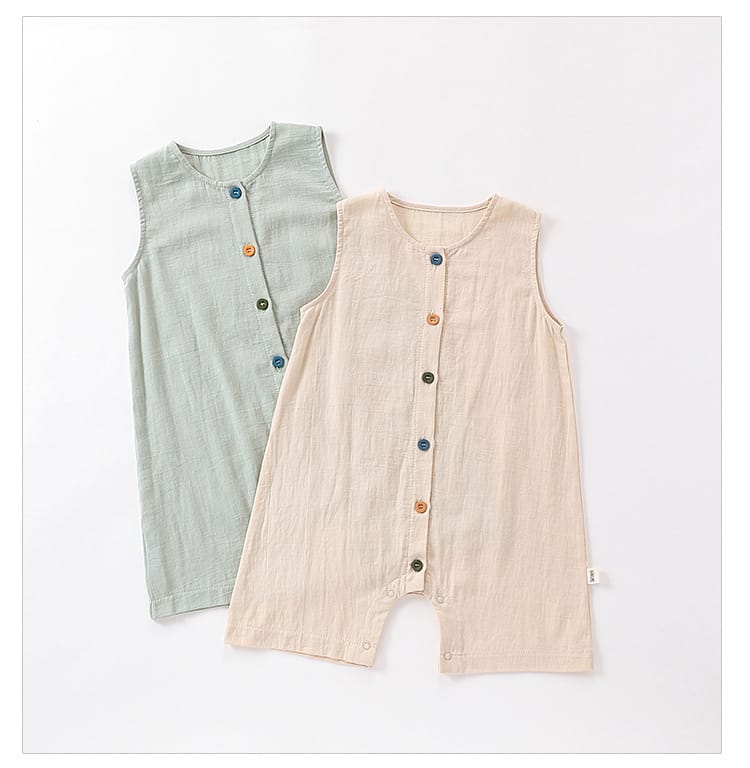 Sleeveless Cotton Button Romper カラフルボタン ノースリーブロンパース【mh0013590】 Beitaoya ノースリーブロンパース