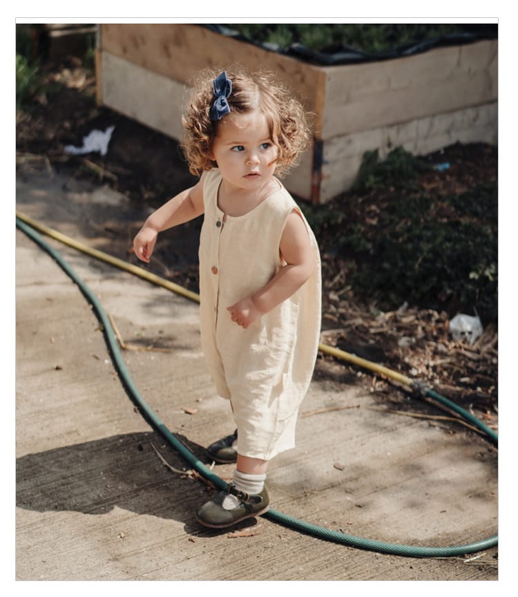Sleeveless Cotton Button Romper カラフルボタン ノースリーブロンパース【mh0013590】 Beitaoya ノースリーブロンパース