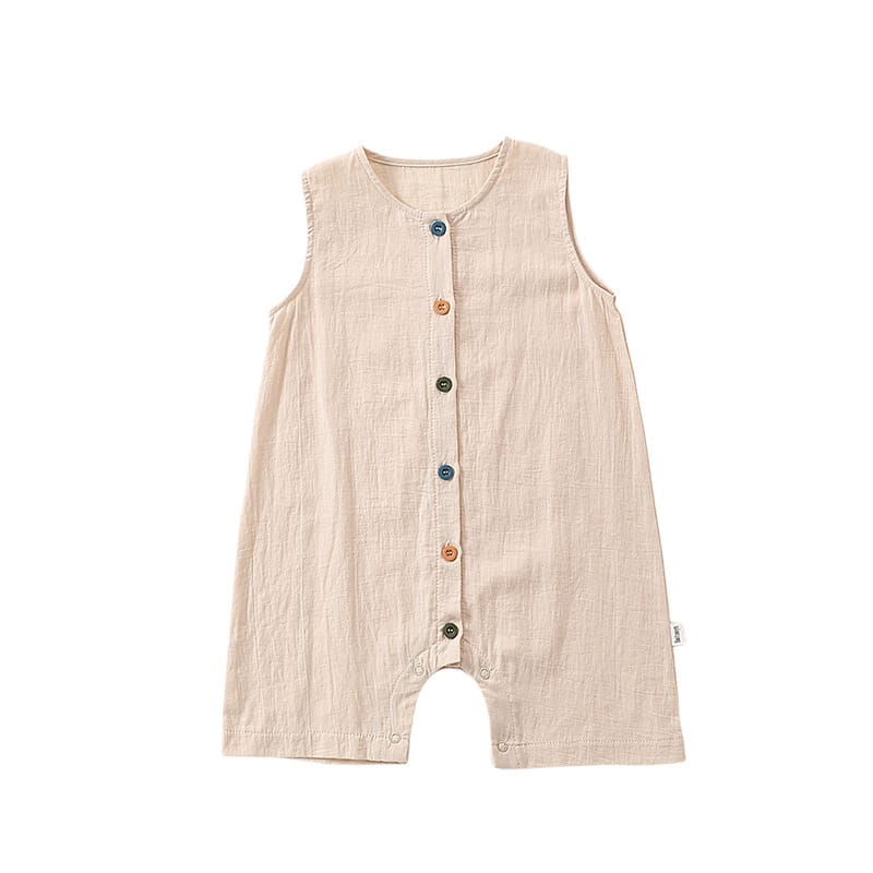 Sleeveless Cotton Button Romper カラフルボタン ノースリーブロンパース【mh0013590】 Beitaoya ノースリーブロンパース