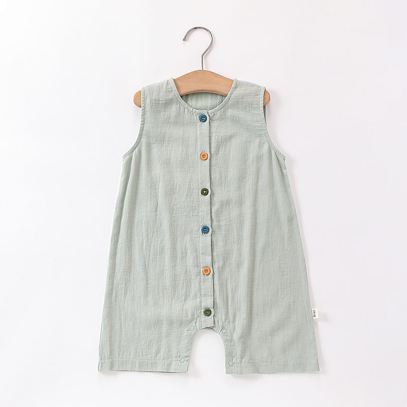 Sleeveless Cotton Button Romper カラフルボタン ノースリーブロンパース【mh0013590】 Beitaoya ノースリーブロンパース