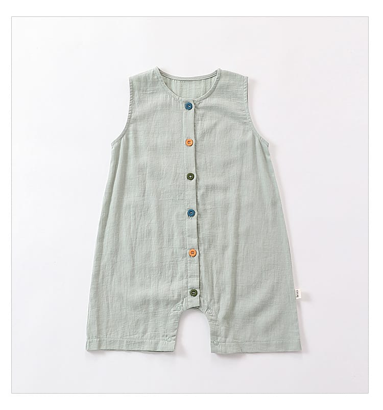 Sleeveless Cotton Button Romper カラフルボタン ノースリーブロンパース【mh0013590】 Beitaoya ノースリーブロンパース