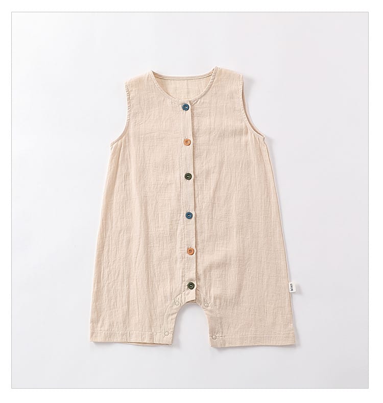 Sleeveless Cotton Button Romper カラフルボタン ノースリーブロンパース【mh0013590】 Beitaoya ノースリーブロンパース