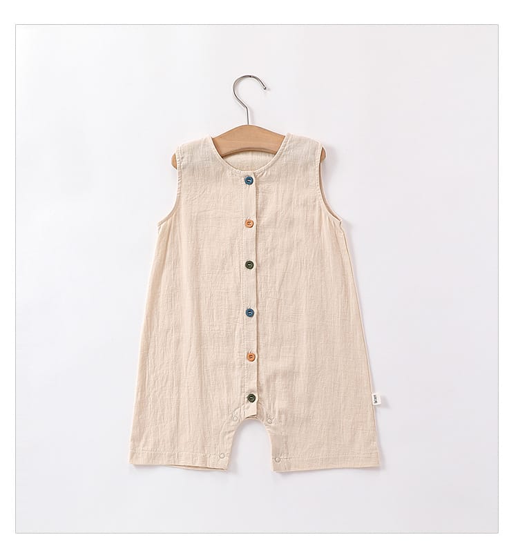 Sleeveless Cotton Button Romper カラフルボタン ノースリーブロンパース【mh0013590】 Beitaoya ノースリーブロンパース