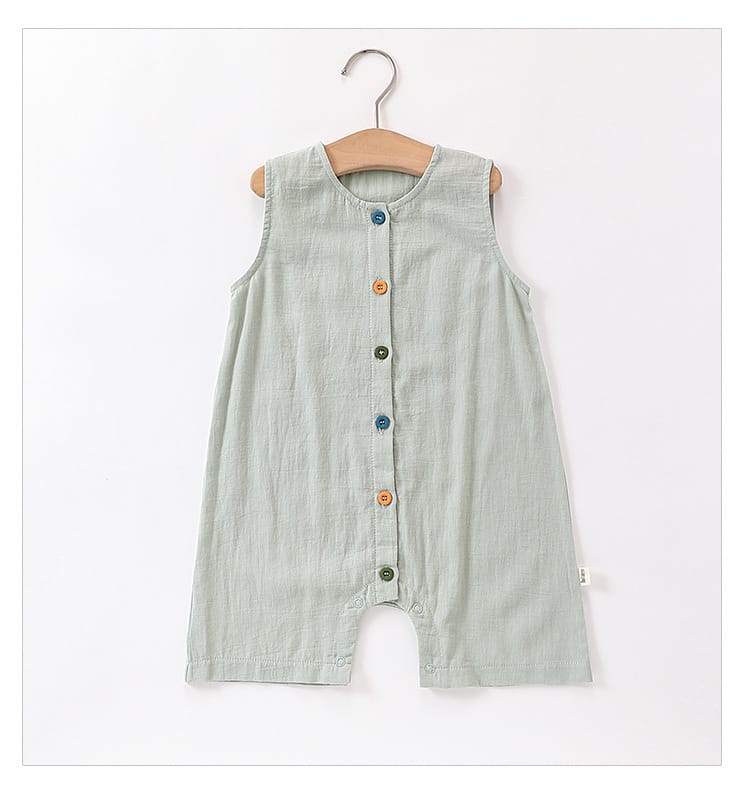 Sleeveless Cotton Button Romper カラフルボタン ノースリーブロンパース【mh0013590】 Beitaoya ノースリーブロンパース