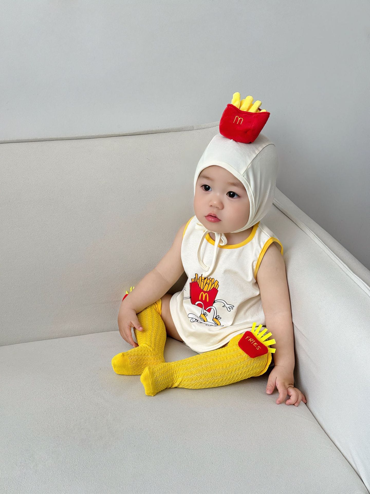 Sleeveless French Fries Costume Romper ポテト ノースリーブロンパース【mh0013367】 TOMMY'S GIFTS ノースリーブロンパース