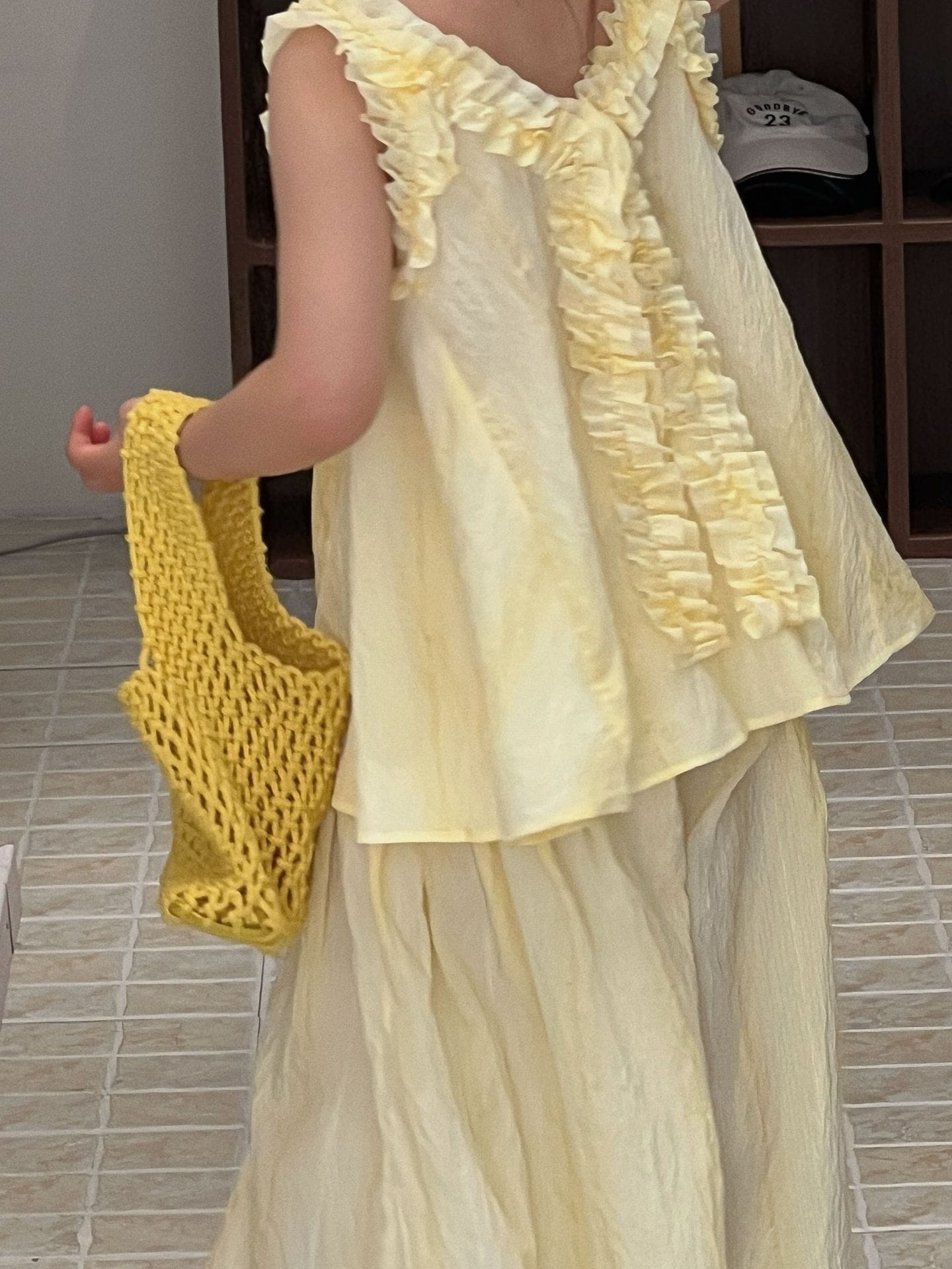 Sleeveless French Top Wide-Leg Pants Set ラッフル ノースリーブトップス ロングパンツ セット【mh0013297】 Mu Zika ノースリーブセットアップ