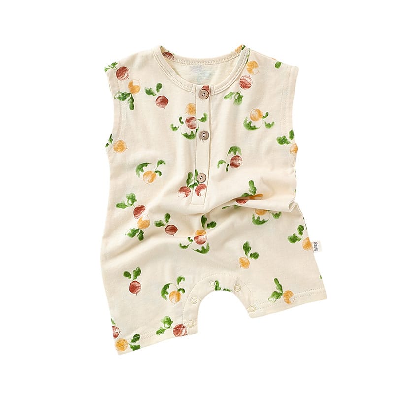 Sleeveless Fruit Plant Print Romper ベジタブル柄 ノースリーブロンパース【mh0013595】 Beitaoya ノースリーブロンパース