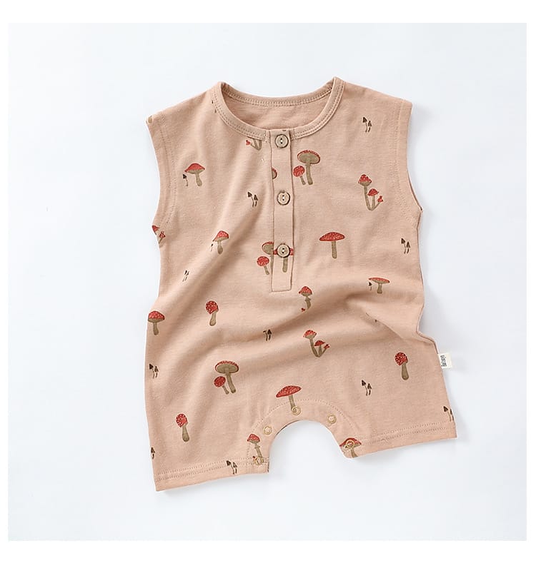 Sleeveless Fruit Plant Print Romper ベジタブル柄 ノースリーブロンパース【mh0013595】 Beitaoya ノースリーブロンパース