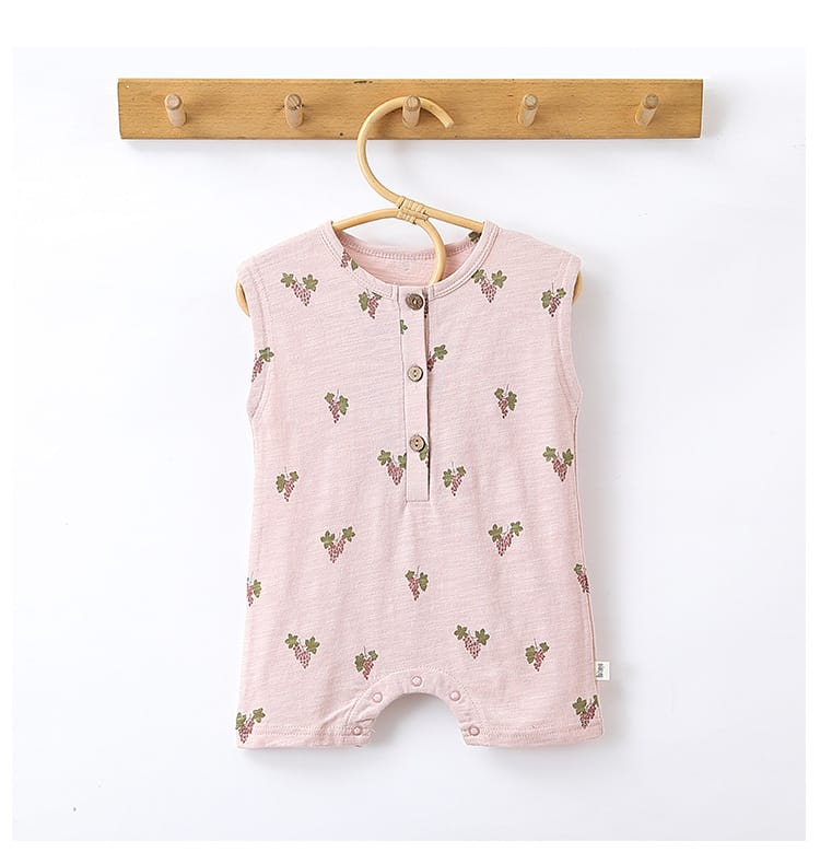 Sleeveless Fruit Plant Print Romper ベジタブル柄 ノースリーブロンパース【mh0013595】 Beitaoya ノースリーブロンパース