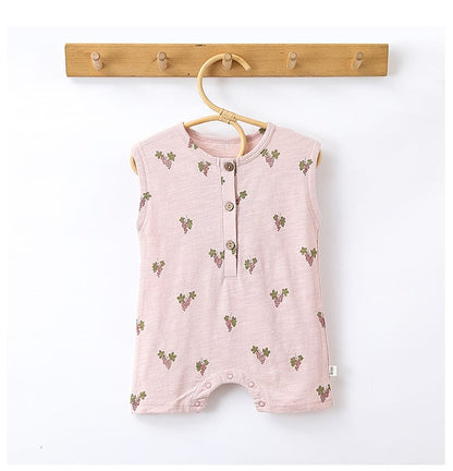 Sleeveless Fruit Plant Print Romper ベジタブル柄 ノースリーブロンパース【mh0013595】 Beitaoya ノースリーブロンパース