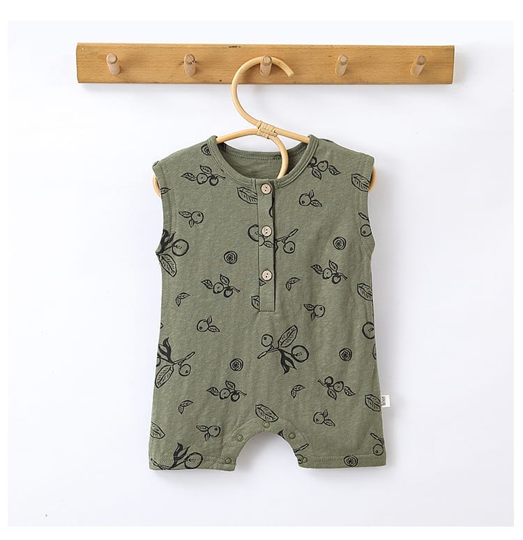 Sleeveless Fruit Plant Print Romper ベジタブル柄 ノースリーブロンパース【mh0013595】 Beitaoya ノースリーブロンパース
