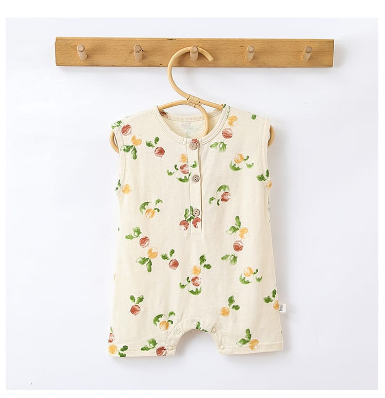 Sleeveless Fruit Plant Print Romper ベジタブル柄 ノースリーブロンパース【mh0013595】 Beitaoya ノースリーブロンパース