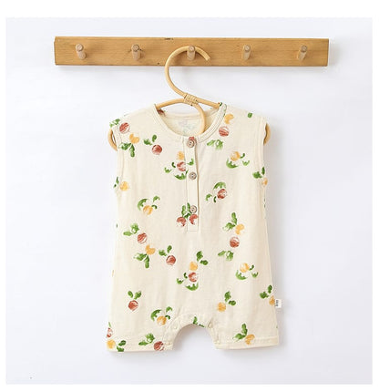 Sleeveless Fruit Plant Print Romper ベジタブル柄 ノースリーブロンパース【mh0013595】 Beitaoya ノースリーブロンパース