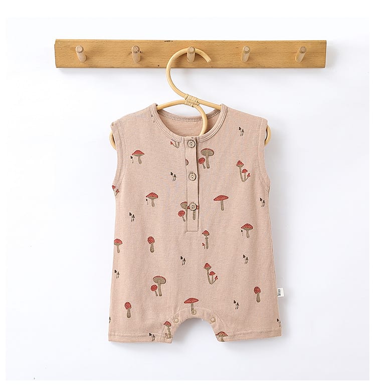 Sleeveless Fruit Plant Print Romper ベジタブル柄 ノースリーブロンパース【mh0013595】 Beitaoya ノースリーブロンパース