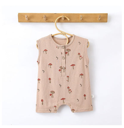 Sleeveless Fruit Plant Print Romper ベジタブル柄 ノースリーブロンパース【mh0013595】 Beitaoya ノースリーブロンパース