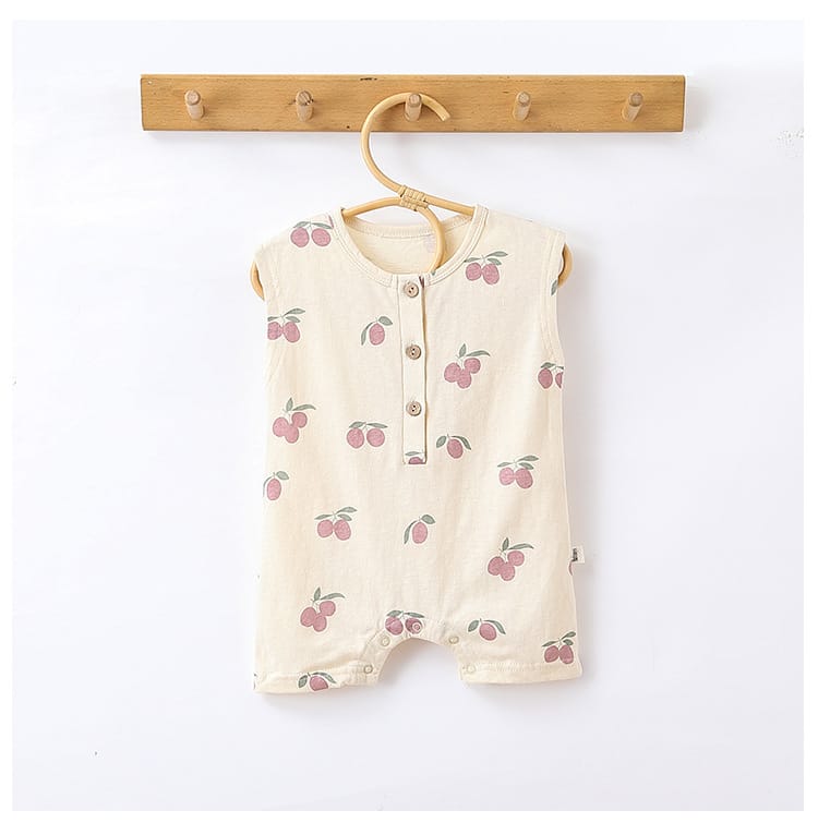 Sleeveless Fruit Plant Print Romper ベジタブル柄 ノースリーブロンパース【mh0013595】 Beitaoya ノースリーブロンパース
