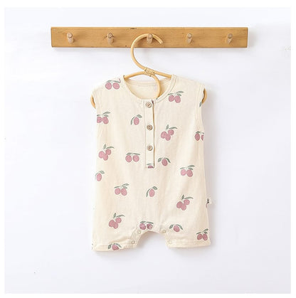 Sleeveless Fruit Plant Print Romper ベジタブル柄 ノースリーブロンパース【mh0013595】 Beitaoya ノースリーブロンパース