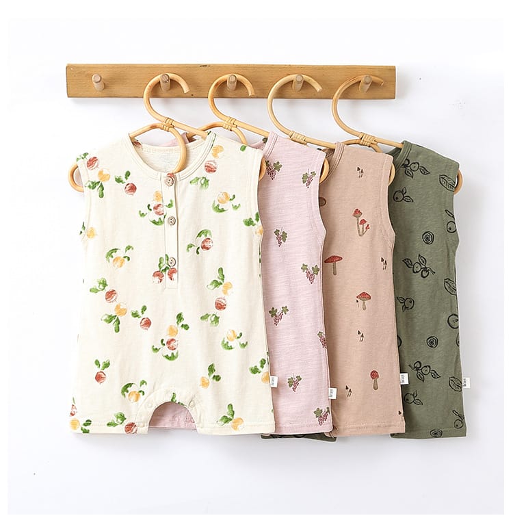 Sleeveless Fruit Plant Print Romper ベジタブル柄 ノースリーブロンパース【mh0013595】 Beitaoya ノースリーブロンパース