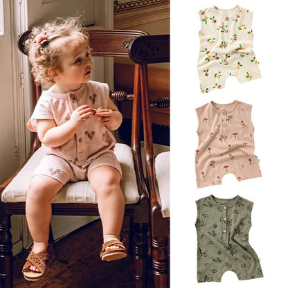 Sleeveless Fruit Plant Print Romper ベジタブル柄 ノースリーブロンパース【mh0013595】 Beitaoya ノースリーブロンパース