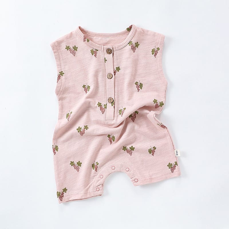 Sleeveless Fruit Plant Print Romper ベジタブル柄 ノースリーブロンパース【mh0013595】 Pink / 66cm Beitaoya ノースリーブロンパース