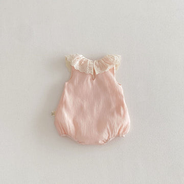 Sleeveless Lace Collar Bow Romper リボン レース ノースリーブロンパース【mh0013435】 angou ノースリーブロンパース