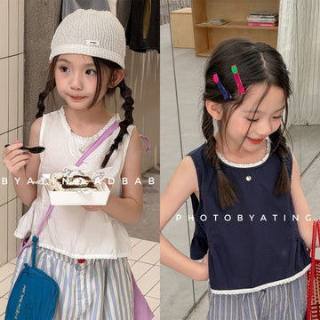 Sleeveless Lace Peplum Shirt レース ノースリーブブラウス【mh0013455】 ADbaby タンクトップ・キャミソール・ノースリーブトップス