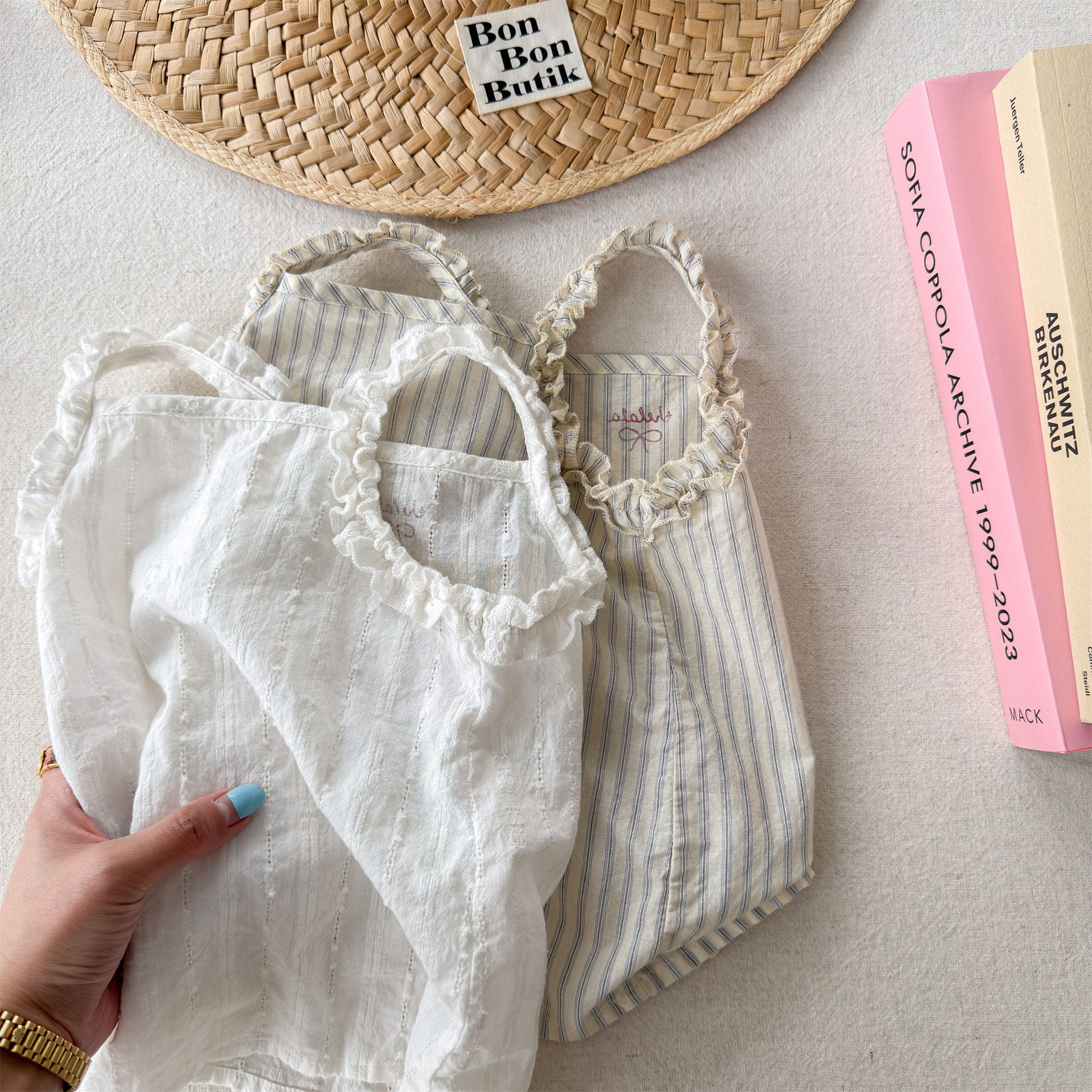 Sleeveless Lace Ruffle Camisole ストライプ キャミソール【mh0013453】 ADbaby タンクトップ・キャミソール・ノースリーブトップス