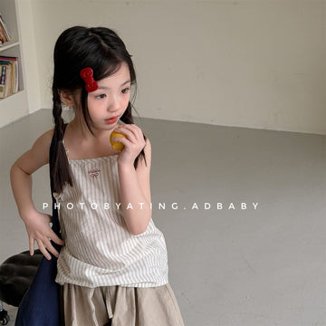 Sleeveless Lace Ruffle Camisole ストライプ キャミソール【mh0013453】 ADbaby タンクトップ・キャミソール・ノースリーブトップス