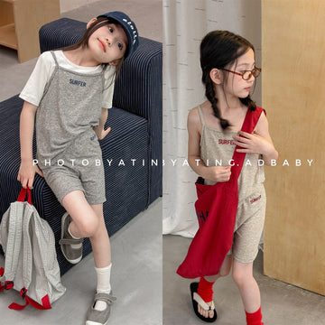 Sleeveless Logo Cami Shorts Set カレッジロゴ キャミソール ショートパンツ セット【mh0013448】 ADbaby ノースリーブセットアップ