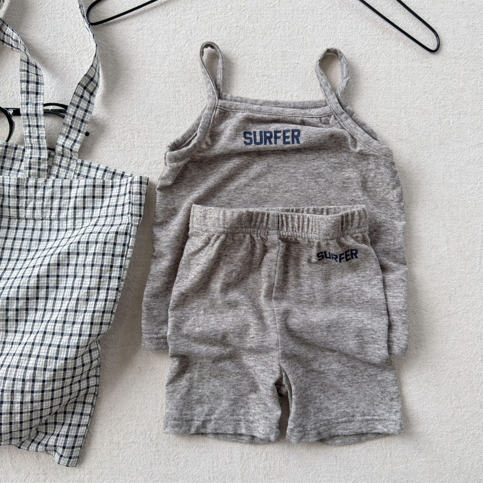 Sleeveless Logo Cami Shorts Set カレッジロゴ キャミソール ショートパンツ セット【mh0013448】 Light Gray / 80cm ADbaby ノースリーブセットアップ