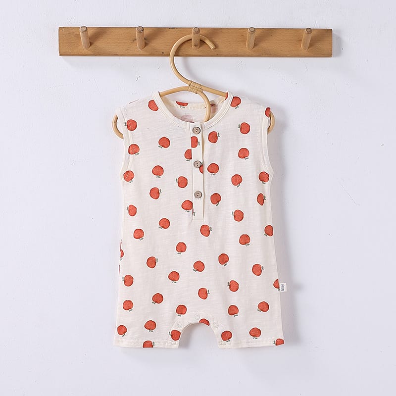 Sleeveless Nature Print Cotton Romper フルーツ ノースリーブロンパース【mh0013601】 Apple / 66cm Beitaoya ノースリーブロンパース