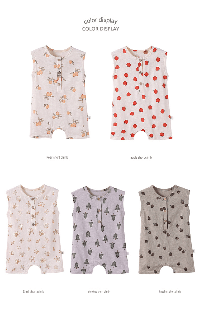Sleeveless Nature Print Cotton Romper フルーツ ノースリーブロンパース【mh0013601】 Beitaoya ノースリーブロンパース