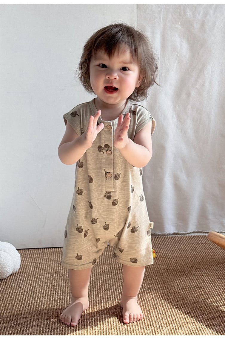 Sleeveless Nature Print Cotton Romper フルーツ ノースリーブロンパース【mh0013601】 Beitaoya ノースリーブロンパース