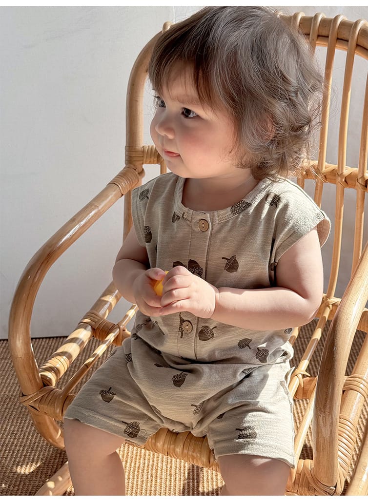 Sleeveless Nature Print Cotton Romper フルーツ ノースリーブロンパース【mh0013601】 Beitaoya ノースリーブロンパース