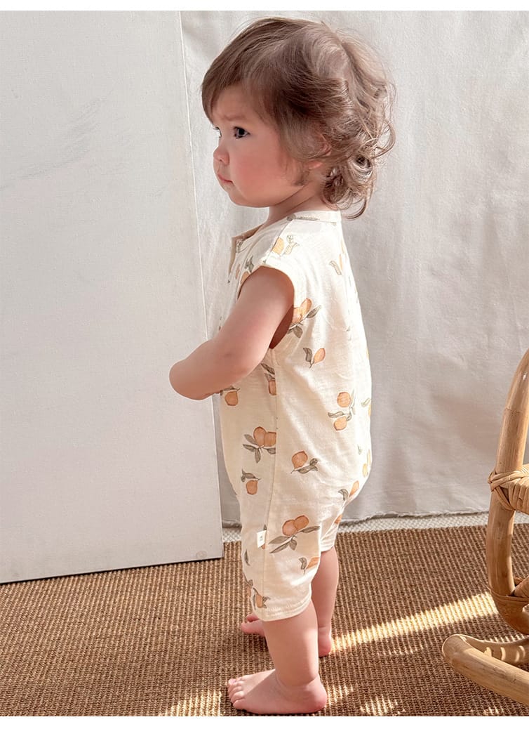 Sleeveless Nature Print Cotton Romper フルーツ ノースリーブロンパース【mh0013601】 Beitaoya ノースリーブロンパース