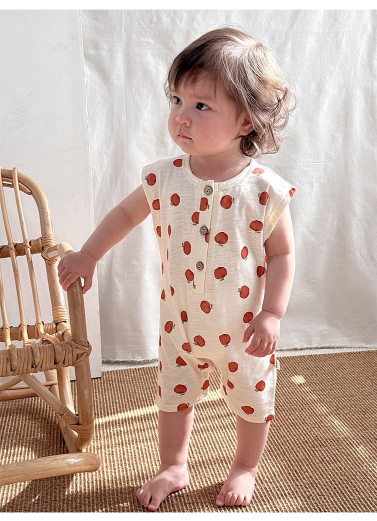 Sleeveless Nature Print Cotton Romper フルーツ ノースリーブロンパース【mh0013601】 Beitaoya ノースリーブロンパース