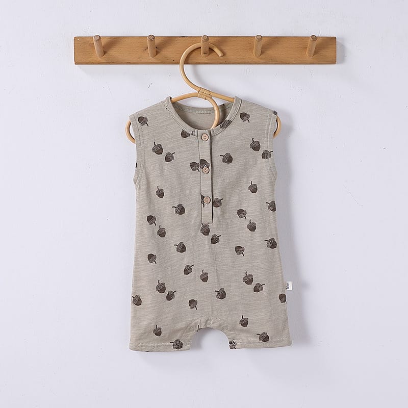 Sleeveless Nature Print Cotton Romper フルーツ ノースリーブロンパース【mh0013601】 Hazelnut / 66cm Beitaoya ノースリーブロンパース