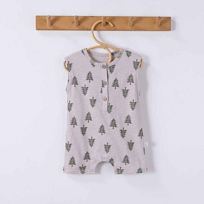Sleeveless Nature Print Cotton Romper フルーツ ノースリーブロンパース【mh0013601】 Pine Tree / 66cm Beitaoya ノースリーブロンパース